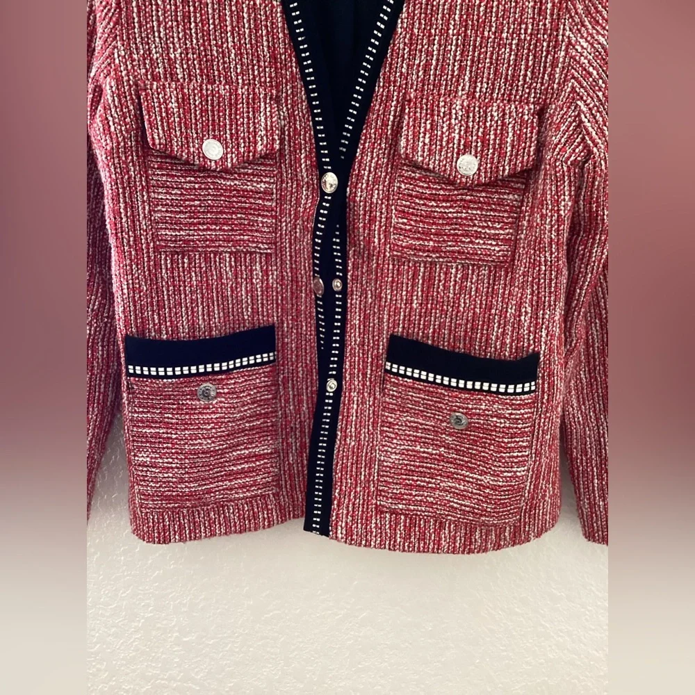 Maje Red Vivor Tweed Jacket Blazer - Picture 4 of 7